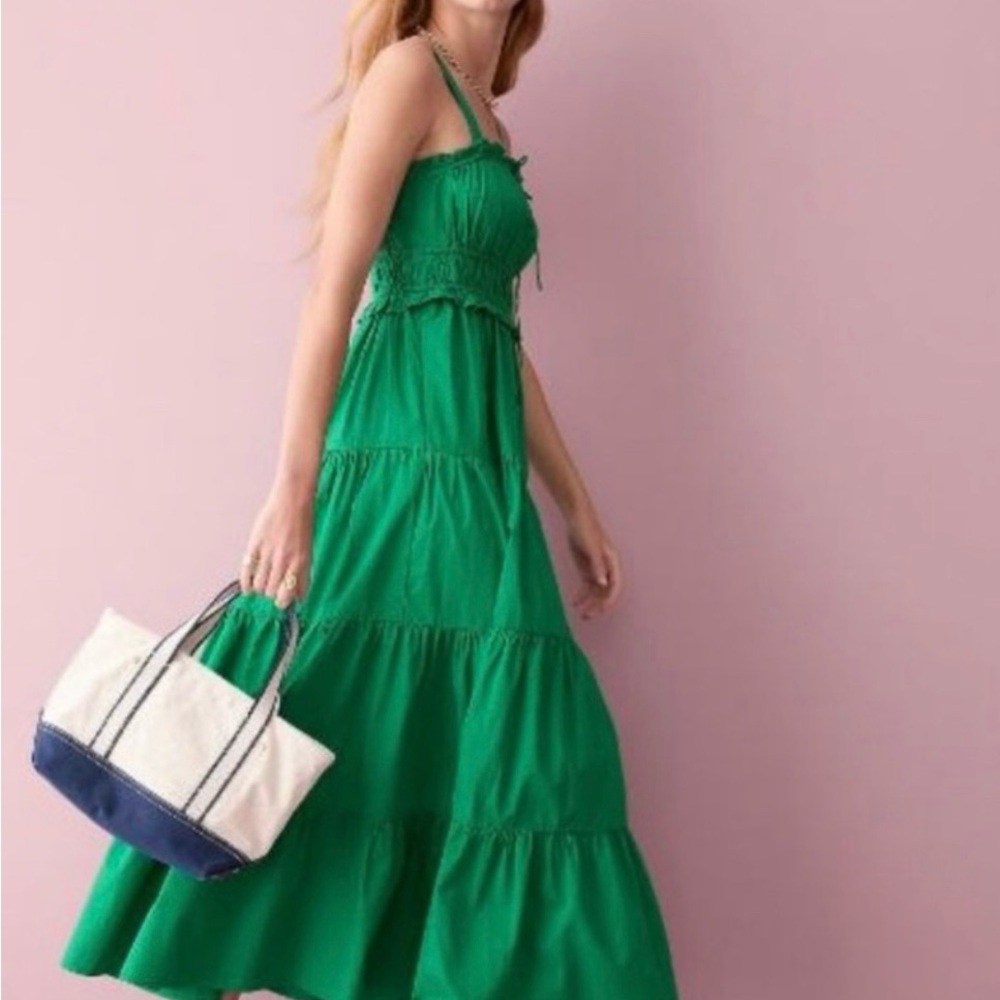 Green j crew dress